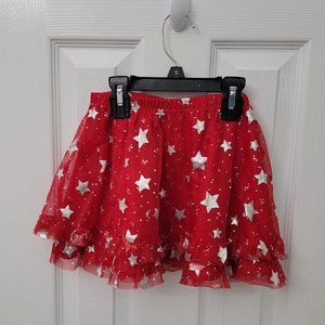 Red with Silver stars tutu skirt 4T